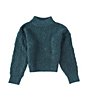 Color:Pine - Image 1 - Girls Big Girls 7-16 Mock Neck Balloon Sleeve Cable Knit Sweater