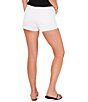 Color:Ultra White - Image 2 - High Rise Distressed Frayed Hem Stretch Denim Shorts