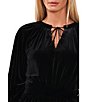 Color:Rich Black - Image 3 - Lace Trim Velvet Self-Tie Split Tassel Neck Fit and Flare Dress
