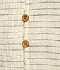 Color:Navy Stripe - Image 3 - Lila Striped Cotton Long Sleeve Split V-Neck Belted Button Down Dress
