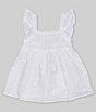 Color:White - Image 1 - Little Girls 2-6X Short Sleeve Smocked Top