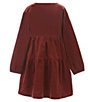 Color:Crimson - Image 2 - Little Girls 2T-6T Corduroy A-Line Dress