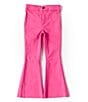 Color:Fuchsia - Image 1 - Little Girls 2T-6X Denim Exaggerated Flare Jeans