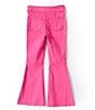 Color:Fuchsia - Image 2 - Little Girls 2T-6X Denim Exaggerated Flare Jeans