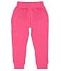 Color:Peony - Image 2 - Little Girls 2T-6X Elastic Waist Front Pocket Joggers