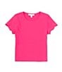 Color:Fuchsia - Image 1 - Little Girls 2T-6X Embroidered Short Sleeve Top
