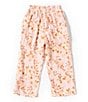 Color:Blush/Brown - Image 2 - Little Girls 2T-6X Floral Print Smocked Waist Wide Leg Pants