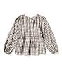 Color:Black Plaid - Image 2 - Little Girls 2T-6X Long-Sleeve Ruffle Front Babydoll Top