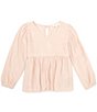 Color:Blush - Image 1 - Little Girls 2T-6X Long-Sleeve Ruffle Front Babydoll Top