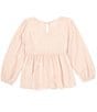 Color:Blush - Image 2 - Little Girls 2T-6X Long-Sleeve Ruffle Front Babydoll Top