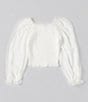 Color:White - Image 1 - Little Girls 2T-6X Long Sleeve Smocked Top