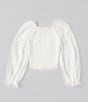 Color:White - Image 2 - Little Girls 2T-6X Long Sleeve Smocked Top