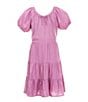 Color:Taffy Pink - Image 1 - Little Girls 2T-6X Puff-Sleeve Ruffled A-Line Dress