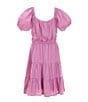 Color:Taffy Pink - Image 2 - Little Girls 2T-6X Puff-Sleeve Ruffled A-Line Dress