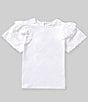Color:White - Image 1 - Little Girls 2T-6X Short Sleeve Eyelet Ruffle T-Shirt