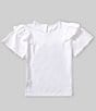 Color:White - Image 2 - Little Girls 2T-6X Short Sleeve Eyelet Ruffle T-Shirt