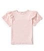 Color:Blush - Image 1 - Little Girls 2T-6X Short Sleeve Eyelet Ruffle T-Shirt