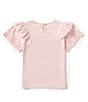 Color:Blush - Image 2 - Little Girls 2T-6X Short Sleeve Eyelet Ruffle T-Shirt