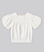 Color:White - Image 1 - Little Girls 2T-6X Short Sleeve Lace Collar Top