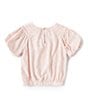 Color:Blush - Image 2 - Little Girls 2T-6X Short Sleeve Lace Collar Top