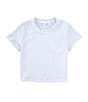 Color:Kentucky Blue - Image 1 - Little Girls 2T-6X Short-Sleeve Washed Pocket T-Shirt