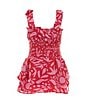 Color:Red Pink - Image 2 - Little Girls 2T-6X Family Matching Sleeveless Smocked Satin Romper