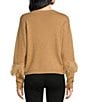 Color:Latte - Image 2 - Long Sleeve Crew Neck Ostrich Feather Sweater