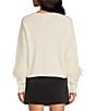 Color:Antique White - Image 2 - Long Sleeve Crew Neck Ostrich Feather Sweater