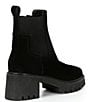 Color:Black - Image 2 - Lottie Suede Lug Sole Platform Chelsea Booties