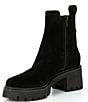 Color:Black - Image 4 - Lottie Suede Lug Sole Platform Chelsea Booties