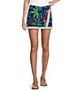 Chelsea & Violet Mini Asymmetrical Deanne Skirt, Color:Blue Tropical - Image 1