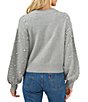 Color:Silver Heather - Image 2 - Mock Neck Drop Shoulder Long Balloon Pearl Boucle Statement Sweater