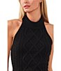 Color:Rich Black - Image 4 - Sleeveless Cable Knit Bow Tie Open Back Halter Top
