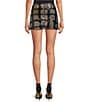 Chelsea & Violet Palmer Check Sequin Coordinating Mini Skirt, Color:Black/Gold - Image 2