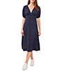 Color:Classic Navy - Image 1 - Puff Sleeve Button Front Dress
