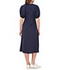 Color:Classic Navy - Image 2 - Puff Sleeve Button Front Dress