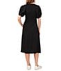 Color:Rich Black - Image 2 - Puff Sleeve Button Front Dress