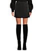 Color:Rich Black - Image 1 - Satin Side Zip Mini Skirt