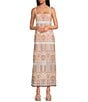 Color:Pink/Rose - Image 1 - Senna Embroidered Beaded Straight Neck Sleeveless Long Dress