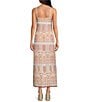 Color:Pink/Rose - Image 2 - Senna Embroidered Beaded Straight Neck Sleeveless Long Dress
