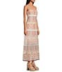 Color:Pink/Rose - Image 3 - Senna Embroidered Beaded Straight Neck Sleeveless Long Dress