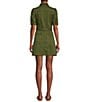 Chelsea & Violet Short Puff Sleeve Button Front Washed Canvas Belted Mini Dress, Color:Olive - Image 2