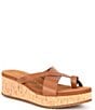 Color:Luggage Tan - Image 1 - Stella Three-Band Leather Wedge Sandals