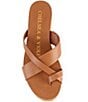 Color:Luggage Tan - Image 5 - Stella Three-Band Leather Wedge Sandals