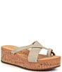 Color:Sand Gold - Image 1 - Stella Three-Band Suede Wedge Sandals