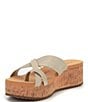 Color:Sand Gold - Image 4 - Stella Three-Band Suede Wedge Sandals