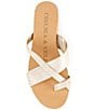 Color:Sand Gold - Image 5 - Stella Three-Band Suede Wedge Sandals