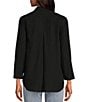 Color:Rich Black - Image 2 - Tencel Point Collar 3/4 Sleeve Shirttail Hem Button Front Patch Pocket Shirt