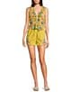 Chelsea & Violet Natalie Tie-Front Sleeveless Coordinating Blouse, Color:Yellow Floral - Image 3