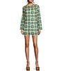 Color:Blue/Green - Image 1 - Twiggy Crochet Lace Granny Square Long Sleeve Shift Dress